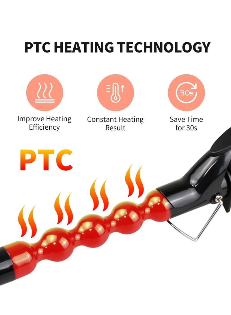 مكواة تجعيد شعر احترافية بتصميم فقاعات حلزونية، مكواة شعر سيراميك أيونية بطبقة طلاء سيراميكي، تسخين سريع، تصفيف يدوم طويلاً، إيقاف تلقائي للأمان - Image 5